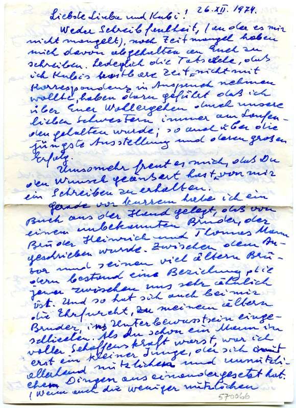 Letter to Luba and Jakob Eisenscher